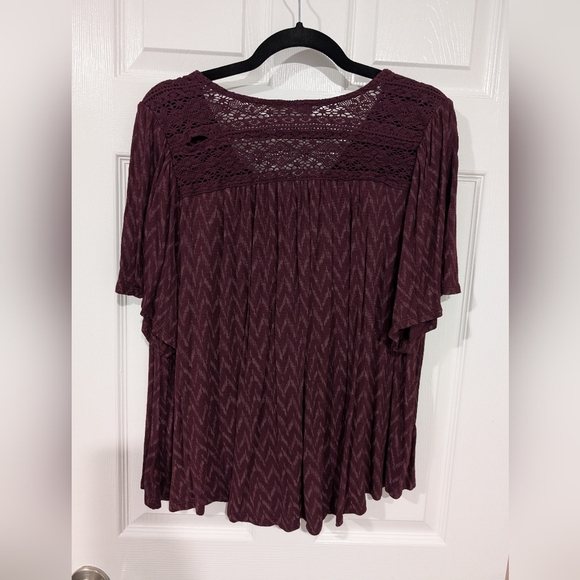 Lucky Brand Women's Purple Flutter Sleeve Button Up Embroidered Boho Blouse XL - Picture 9 of 11